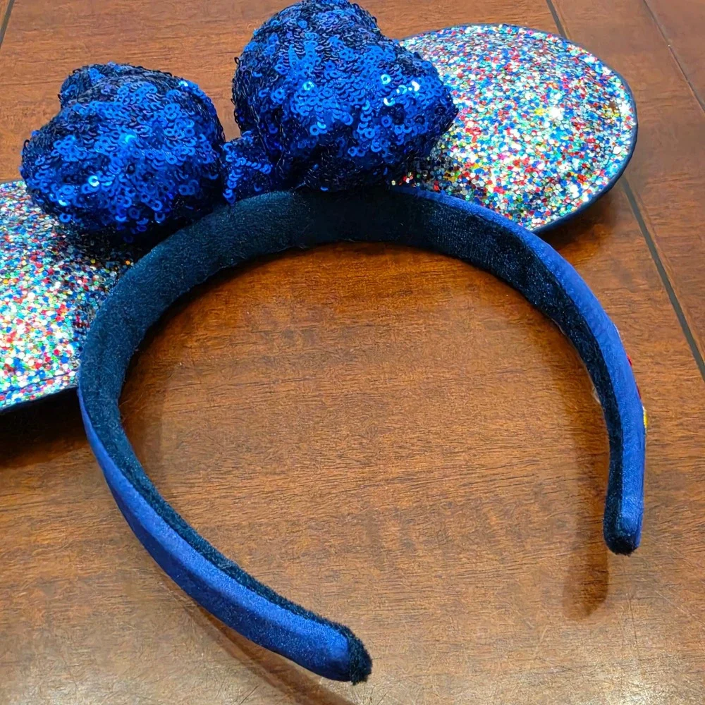 Disney Headband Womens OS Blue 2020 Confetti Sequin Minnie Mouse Ears Park Gear